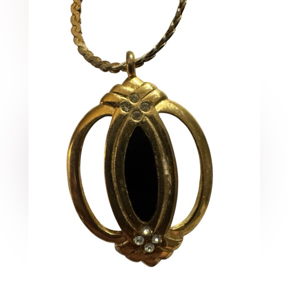50. GIVENCHY Rhinestone Gold Tone Pendant Necklace - Picture 1 of 1